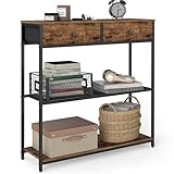 VASAGLE Konsolentisch schmal, Beistelltisch mit 2 Stoffschubladen, Flurtisch, 24 x 76 x 80 cm, für...