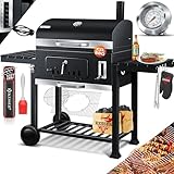 KESSER® Grill Grillwagen BBQ Smoker XXL Holzkohlegrill mit Deckel, Rädern, Edelstahl-Griff,...