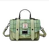 Islander Harris Tweed Mini Satchel, Handtasche für Damen, Klappe und Mikrofaser-Leder, Mint Karo,...