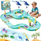 HERMORRYSS Wasserbahn Kinder Draußen, 2 in 1 Wasserspielzeug Kinder Outdoor, Wasserbahnset mit 2...