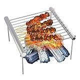 Barbecue-Grill Outdoor Tragbarer, faltbarer Holzkohlegrill Herd Edelstahl Picknick-Grill...