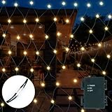 Gresonic 1.5 * 1.5M 96er LED Lichtnetz Lichtvorhang Lichterkette batteriebetrieben warmweiß...