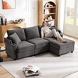 L-förmiges Ecksofa,umwandelbares 3-Sitzer-Sofa mit Fußhocker,Sofa mit USB/Typ-C,2...