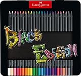 FABER-CASTELL 116425 - Buntstifte Blackwood, Black Edition, 24er Metalletui