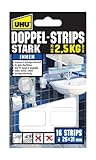 UHU Doppelstrips Stark, Extra starke doppelseitige Klebe- und Montage-Strips, 16 Strips