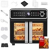 23L Heißluftfritteuse Mini Backofen – Verstellbare Einzel-/Doppelzone, 2600W Airfryer mit...