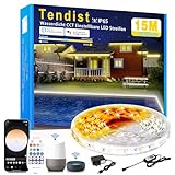 TENDIST 15M LED Strip Aussenbereich Warmweiß bis Kaltweiß Einstellbar, 24V Wasserdicht Alexa...