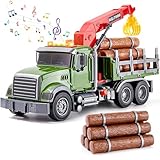 Tacobear Holztransporter LKW Spielzeug mit Anhänger Kranarm & 6 Baumstämmen, Großer 1:16...