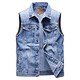 Herren Jeansweste mit mehreren Taschen, Trucker, ärmellos, Jeans, Oberbekleidung, lässig,...