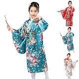 Generisch Kinder Japanische Kimono Robe Mädchen Yukata Robe Morgenmantel Satin Kimono Kleid...