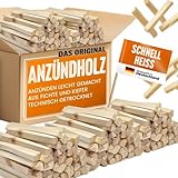 Premium Anzündholz 18kg (4X 4,5kg Säcke) – Ofenfertig aus Fichte | Trockenes Anmachholz für...