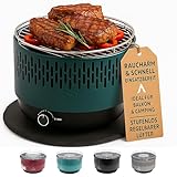 SOUK ONE Tischgrill mit Aktivbelüftung, Holzkohlegrill Grill mit Lüfter, Campinggrill BBQ Outdoor...
