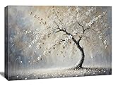 Visario Baum Bild 120x80 cm – Moderner Kunstdruck auf Leinwand mit Blütenmotiv | Hochwertige...