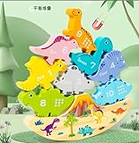 GUOYIHUA Montessori Spielzeug Ab 1 Jahr, Holz Magnetisch Dinosaurier Stapelspiel Balancieren...