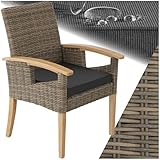 tectake® Rattan Geflecht Stuhl mit Armlehne, Möbel wetterfest für Garten, Terrasse und Balkon,...