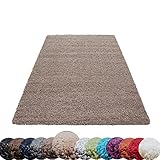 Homebyhome Shaggy Teppich Wohnzimmer Beige Flauschiger 80 x 150 cm Läufer Flur Einfarbig - Hochflor...