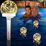 LanBlu Schwimmende Pool Thermometer,Solar Thermometer Pool Schwimmend mit Warmem...