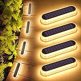 Lacasa Solar Bodenleuchten Aussen, 4 Stück Solarleuchten für Außen Warmweiß 2700K, Solarlampen...