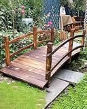 Gewölbte Gartenbrücke aus Holz mit Seitenschienen für Dekoteich Gehweg Landschaft