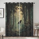 Wald Vorhänge, Tier Bär Vorhang Blickdicht mit Ösen, Natur Landschaft Verdunklungsvorhänge mit...