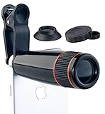 Somikon Handy Objektiv: Smartphone-Vorsatz-Tele-Objektiv mit 12-Fach optischer Vergrößerung...