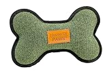 House of Paws Hundespielzeug Knochen aus grünem Tweed – stylischer Stoff mit Markenlabel