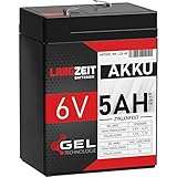 LANGZEIT 6V Akku 5Ah GEL Profi Blei Akku für Kinderauto Elektroauto USV UPS extrem zyklenfest...