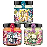 The Vegan Saucery Dip Mix, ausgewählte Saucen zum dippen, 3 x 200 ml Glas mit Mayo Sauce, Cocktail...
