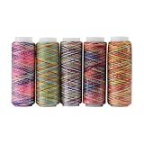 MAGT 5er Set Nähgarn, Iridescent Hand Sewing String Spool Gradient Quilting Stickgarn Spulen...