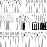 Terlulu 36 teiliges Edelstahl Besteckset mit Steakmesser, Besteck Set 6 Personen, Elegantes...