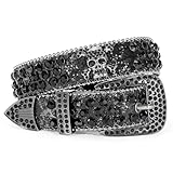 Strass Gürtel für Männer Frauen Schädel Strass Western Gürtel Sparkly Bling Diamant Pailletten...