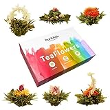 Buntfink TeaFlowers Teeblumen Geschenkset, 6 Teerosen/Teeblüten in Geschenkbox, Grüner Tee, von...