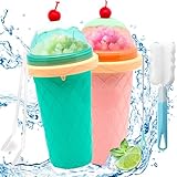 Slush Becher 2-teiliges Set,Silikon Squeeze Cup Slush Eis Becher zum Kneten Smoothie Pinch Ice Cup...