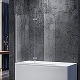 SONNI Duschwand für Badewanne 120x140 cm(BxH) badewannenfaltwand 2-teilig Faltbar 6 mm NANO-GLAS...