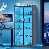 Lvifur Led Vitrine Buffetschrank Sideboard, 35 × 70 × 165 cm Smart Vitrinenschrank RGB 20 Farben...