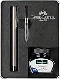 Faber-Castell 149627 - Schreibset Neo Slim Edelstahl Matt, mit Füller M, Tintenfass 30 ml und...