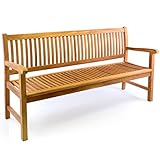 Divero 3-Sitzer Bank Holzbank Gartenbank Sitzbank 180 cm – zertifiziertes Teak-Holz behandelt...