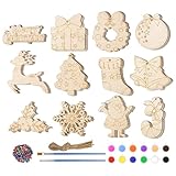 MFYOUPK Unfertige Weihnachtsbaumkugeln aus Holz - Festtagsdekoration Bastelset 60 Teile,Unfertige...