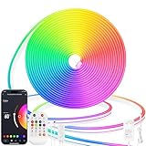 Lamomo Neon LED Strip 5m RGB, IP65 Waterproof Flexible Bluetooth Compatible, 12V Colour Changing...