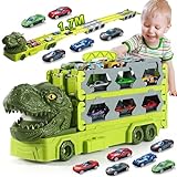 VATOS Transport Truck Spielzeug Autos für Jungen Alter 3 4 5 6 7, tragbare Dinosaurier Rennstrecke...