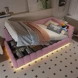 ZIDEY Polsterbett Schlafsofa 90x200 mit LED, USB-Steckdose, Hydraulischem Tagesbett mit Lattenrost,...