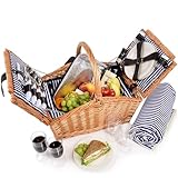 Sänger | Picknickkorb Sylt, 24-teiliges Komplettset für 4 Personen, Picknickkorb Groß, Picknick...