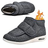 AZMAHT Hausschuhe Diabetiker Herren Warm Gefüttert Schuhe Klettverschluss Senioren Winterschuhe mit...