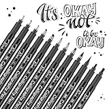 YYSHUS Kalligraphie Stifte, Handlettering Stifte, 12 Größen Schwarz Kalligraphie Set, Für...