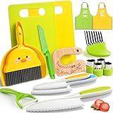 Kindermesser - 16 teiliges Kinder Sicherheit Küchenmesser für echtes Kochen mit Holzmesser,...