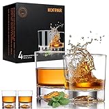 KOFPAR Whiskygläser, Set mit 4 Kristall-Whiskygläsern, 297 ml, Bourbon-Stil, Glaswaren,...