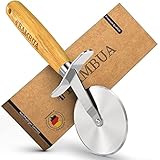 BAMBUA Pizzaschneider - [100% Plastikfrei] Pizzaroller mit edlem Bambusgriff - Hergestellt aus...