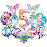5. Geburtstag Mädchen Meerjungfrau Deko, Folienballon Meerjungfrau Deko, Luftballons 5 Jahre...