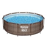 Bestway Steel Pro MAX Ersatz Frame Pool ohne Zubehör Ø 366 x 100 cm, Rattan-Optik (Schokobraun),...