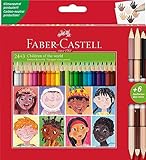Faber-Castell 511515 - Buntstifte Set dreikant, 27-teilig, inkl. Bicolor Hautfarben, für Kinder und...